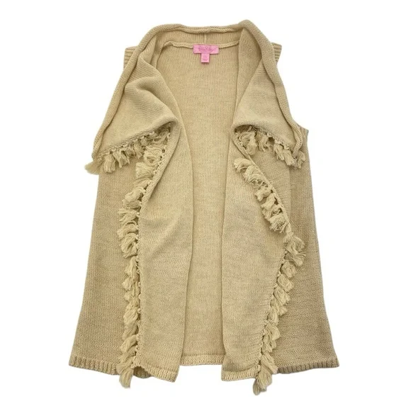 Lilly Pulitzer Abbott Sweater Vest Large Gold Metallic - Picture 5 of 10